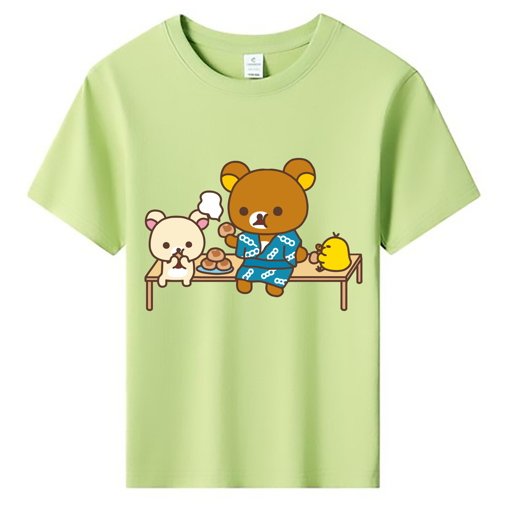 （画像用） リラックマ リラックマ キイロイトリ Rilakkuma Korilakkuma Kiiroitori 綿100％キッズTシャツ（フロントプリント）